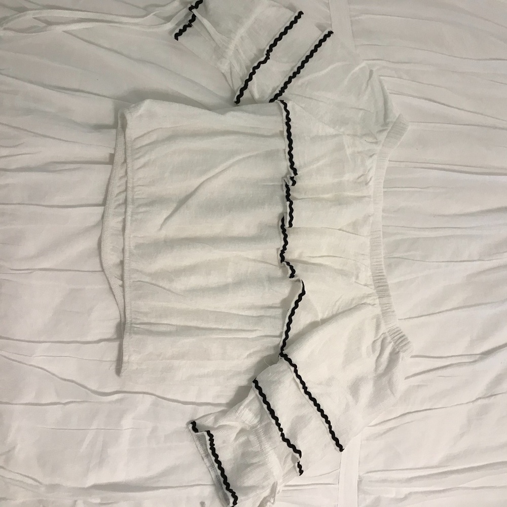 White Off-the-Shoulder top with Black Detailing